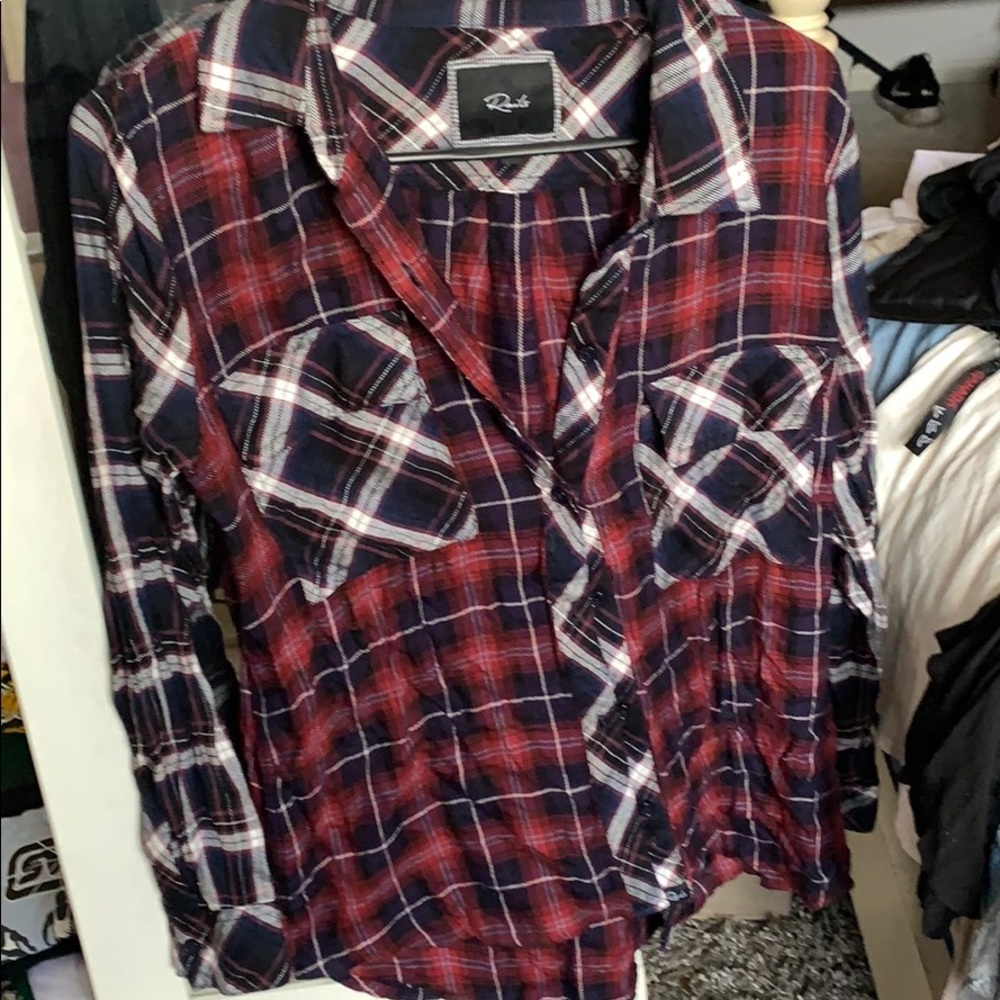 Plaid multicolored button up